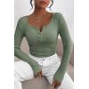 imagePRETTYGARDEN Womens 2025 Spring Fall Long Sleeve Henley T Shirts Button Ribbed Knit Slim Fit Casual Basic Tops BlouseSage Green