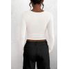 imagePRETTYGARDEN Womens 2025 Spring Fall Long Sleeve Henley T Shirts Button Ribbed Knit Slim Fit Casual Basic Tops BlouseWhite