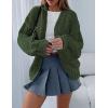 imagePRETTYGARDEN Womens Cardigan Sweaters 2025 Spring Fall Trendy Chunky Knit Outerwear Outfits Fashion Long Sleeve CardigansArmy Green