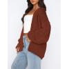 imagePRETTYGARDEN Womens Cardigan Sweaters 2025 Spring Fall Trendy Chunky Knit Outerwear Outfits Fashion Long Sleeve CardigansBrown Red