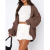 imagePRETTYGARDEN Womens Cardigan Sweaters 2025 Spring Fall Trendy Chunky Knit Outerwear Outfits Fashion Long Sleeve CardigansCoffee