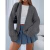 imagePRETTYGARDEN Womens Cardigan Sweaters 2025 Spring Fall Trendy Chunky Knit Outerwear Outfits Fashion Long Sleeve CardigansDark Grey