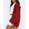 imagePRETTYGARDEN Womens Cardigan Sweaters 2025 Spring Fall Trendy Chunky Knit Outerwear Outfits Fashion Long Sleeve CardigansJujube Red