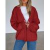 imagePRETTYGARDEN Womens Cardigan Sweaters 2025 Spring Fall Trendy Chunky Knit Outerwear Outfits Fashion Long Sleeve CardigansJujube Red