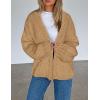 imagePRETTYGARDEN Womens Cardigan Sweaters 2025 Spring Fall Trendy Chunky Knit Outerwear Outfits Fashion Long Sleeve CardigansKhaki