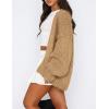 imagePRETTYGARDEN Womens Cardigan Sweaters 2025 Spring Fall Trendy Chunky Knit Outerwear Outfits Fashion Long Sleeve CardigansKhaki