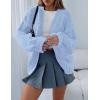 imagePRETTYGARDEN Womens Cardigan Sweaters 2025 Spring Fall Trendy Chunky Knit Outerwear Outfits Fashion Long Sleeve CardigansLight Blue
