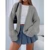 imagePRETTYGARDEN Womens Cardigan Sweaters 2025 Spring Fall Trendy Chunky Knit Outerwear Outfits Fashion Long Sleeve CardigansLight Grey