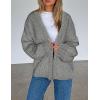 imagePRETTYGARDEN Womens Cardigan Sweaters 2025 Spring Fall Trendy Chunky Knit Outerwear Outfits Fashion Long Sleeve CardigansLight Grey