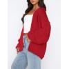 imagePRETTYGARDEN Womens Cardigan Sweaters 2025 Spring Fall Trendy Chunky Knit Outerwear Outfits Fashion Long Sleeve CardigansRed
