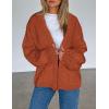 imagePRETTYGARDEN Womens Cardigan Sweaters 2025 Spring Fall Trendy Chunky Knit Outerwear Outfits Fashion Long Sleeve CardigansRust Red