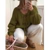 imagePRETTYGARDEN Womens Tie Front Bow Cardigan Sweaters Chunky Knit Long Puff Sleeve Trendy Fall Winter Jacket CoatsArmy Green