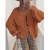 imagePRETTYGARDEN Womens Tie Front Bow Cardigan Sweaters Chunky Knit Long Puff Sleeve Trendy Fall Winter Jacket CoatsBrick Red