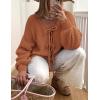 imagePRETTYGARDEN Womens Tie Front Bow Cardigan Sweaters Chunky Knit Long Puff Sleeve Trendy Fall Winter Jacket CoatsBrick Red