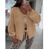 imagePRETTYGARDEN Womens Tie Front Bow Cardigan Sweaters Chunky Knit Long Puff Sleeve Trendy Fall Winter Jacket CoatsCamel