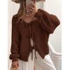 imagePRETTYGARDEN Womens Tie Front Bow Cardigan Sweaters Chunky Knit Long Puff Sleeve Trendy Fall Winter Jacket CoatsCaramel