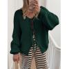 imagePRETTYGARDEN Womens Tie Front Bow Cardigan Sweaters Chunky Knit Long Puff Sleeve Trendy Fall Winter Jacket CoatsDark Green