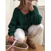 imagePRETTYGARDEN Womens Tie Front Bow Cardigan Sweaters Chunky Knit Long Puff Sleeve Trendy Fall Winter Jacket CoatsDark Green