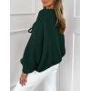 imagePRETTYGARDEN Womens Tie Front Bow Cardigan Sweaters Chunky Knit Long Puff Sleeve Trendy Fall Winter Jacket CoatsDark Green