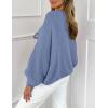 imagePRETTYGARDEN Womens Tie Front Bow Cardigan Sweaters Chunky Knit Long Puff Sleeve Trendy Fall Winter Jacket CoatsMist Blue
