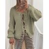 imagePRETTYGARDEN Womens Tie Front Bow Cardigan Sweaters Chunky Knit Long Puff Sleeve Trendy Fall Winter Jacket CoatsMist Green