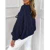 imagePRETTYGARDEN Womens Tie Front Bow Cardigan Sweaters Chunky Knit Long Puff Sleeve Trendy Fall Winter Jacket CoatsNavy