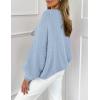 imagePRETTYGARDEN Womens Tie Front Bow Cardigan Sweaters Chunky Knit Long Puff Sleeve Trendy Fall Winter Jacket CoatsSky Blue
