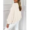 imagePRETTYGARDEN Womens Tie Front Bow Cardigan Sweaters Chunky Knit Long Puff Sleeve Trendy Fall Winter Jacket CoatsWhite
