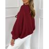imagePRETTYGARDEN Womens Tie Front Bow Cardigan Sweaters Chunky Knit Long Puff Sleeve Trendy Fall Winter Jacket CoatsWine Red