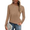 imagePRETTYGARDEN Long Sleeve Tops for Women 2025 Spring Fall Trendy Business Dressy Casual Shirts Crewneck Textured BlouseKhaki