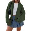 imagePRETTYGARDEN Womens Cardigan Sweaters 2025 Spring Fall Trendy Chunky Knit Outerwear Outfits Fashion Long Sleeve CardigansArmy Green