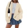 imagePRETTYGARDEN Womens Cardigan Sweaters 2025 Spring Fall Trendy Chunky Knit Outerwear Outfits Fashion Long Sleeve CardigansBeige