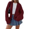 imagePRETTYGARDEN Womens Cardigan Sweaters 2025 Spring Fall Trendy Chunky Knit Outerwear Outfits Fashion Long Sleeve CardigansWine Red