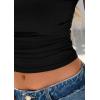 imagePRETTYGARDEN Womens Ruched Crop Tank Tops 2025 Summer Trendy Cap Sleeve Ribbed Knit Basic Fitted Going Out Tee ShirtsBlack