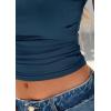 imagePRETTYGARDEN Womens Ruched Crop Tank Tops 2025 Summer Trendy Cap Sleeve Ribbed Knit Basic Fitted Going Out Tee ShirtsDark Blue