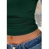 imagePRETTYGARDEN Womens Ruched Crop Tank Tops 2025 Summer Trendy Cap Sleeve Ribbed Knit Basic Fitted Going Out Tee ShirtsDark Green