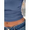 imagePRETTYGARDEN Womens Ruched Crop Tank Tops 2025 Summer Trendy Cap Sleeve Ribbed Knit Basic Fitted Going Out Tee ShirtsGrey Blue