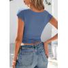 imagePRETTYGARDEN Womens Ruched Crop Tank Tops 2025 Summer Trendy Cap Sleeve Ribbed Knit Basic Fitted Going Out Tee ShirtsGrey Blue