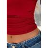 imagePRETTYGARDEN Womens Ruched Crop Tank Tops 2025 Summer Trendy Cap Sleeve Ribbed Knit Basic Fitted Going Out Tee ShirtsRed