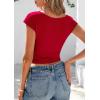 imagePRETTYGARDEN Womens Ruched Crop Tank Tops 2025 Summer Trendy Cap Sleeve Ribbed Knit Basic Fitted Going Out Tee ShirtsRed