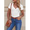 imagePRETTYGARDEN Womens Summer Casual Henley TShirts Short Sleeve V Neck Button Up Ribbed Knit Slim Fit Basic TopsWhite