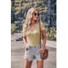 imagePRETTYGARDEN Womens Summer Casual Henley TShirts Short Sleeve V Neck Button Up Ribbed Knit Slim Fit Basic TopsYellow