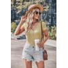 imagePRETTYGARDEN Womens Summer Casual Henley TShirts Short Sleeve V Neck Button Up Ribbed Knit Slim Fit Basic TopsYellow