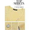 imagePRETTYGARDEN Womens Summer Casual Henley TShirts Short Sleeve V Neck Button Up Ribbed Knit Slim Fit Basic TopsYellow