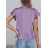 imagePRETTYGARDEN Business Casual Tops for Women Blouses Dressy 2025 Summer Short Sleeve Ruffle Satin Work Office AttirePurple