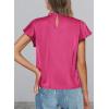 imagePRETTYGARDEN Business Casual Tops for Women Blouses Dressy 2025 Summer Short Sleeve Ruffle Satin Work Office AttireRose Red