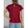 imagePRETTYGARDEN Business Casual Tops for Women Blouses Dressy 2025 Summer Short Sleeve Ruffle Satin Work Office AttireWine Red