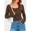 imagePRETTYGARDEN Womens 2025 Spring Long Sleeve Henley T Shirts Ribbed Knit Button Up Slim Fitted Basic Casual Going Out TopsCoffee