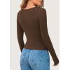 imagePRETTYGARDEN Womens 2025 Spring Long Sleeve Henley T Shirts Ribbed Knit Button Up Slim Fitted Basic Casual Going Out TopsCoffee