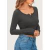 imagePRETTYGARDEN Womens 2025 Spring Long Sleeve Henley T Shirts Ribbed Knit Button Up Slim Fitted Basic Casual Going Out TopsDark Grey